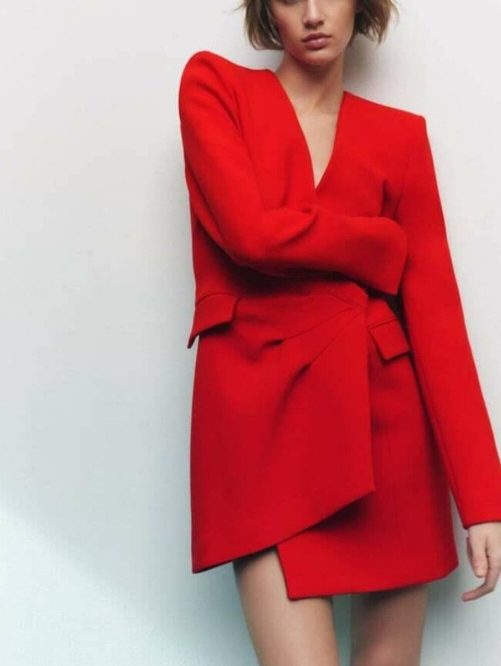 Zara Red Blazer Mini Dress NWT Size S Structured Tuxedo